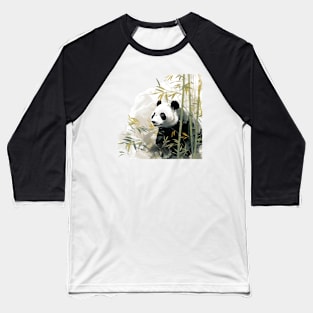 Panda peeking out of bamboo foliage Baseball T-Shirt